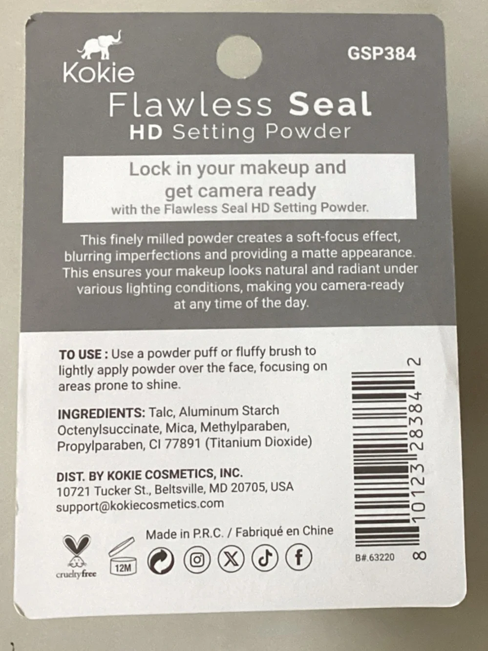 Kokie Flawless Seal HD Setting Powder - Black